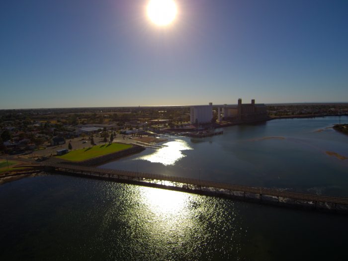 Port Pirie bridge and town from drone