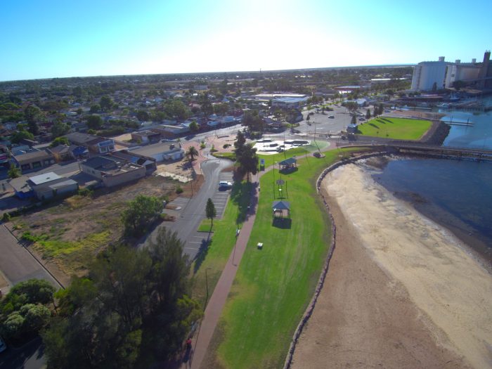 Port Pirie town from drone