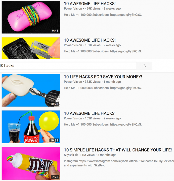 the word hack and click bait