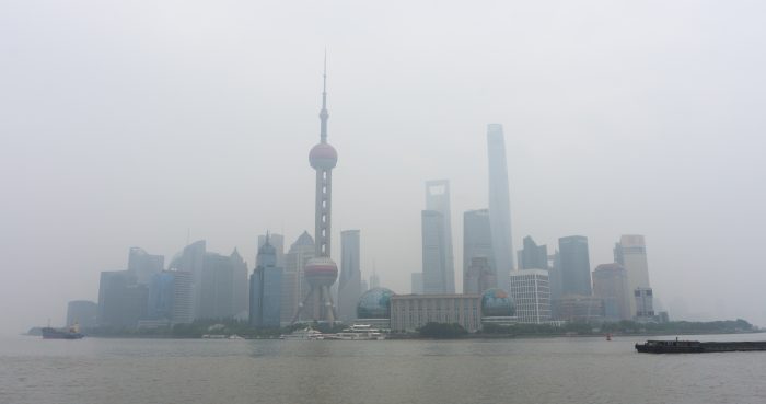 Shanghai skyline smog