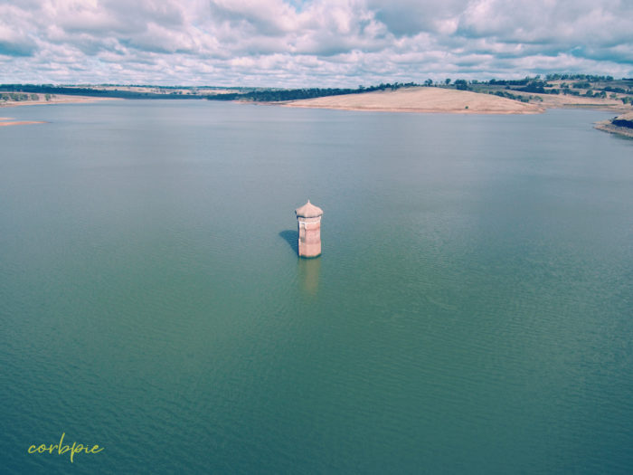 Upper Coliban reservoir Victoria tower drone 2019