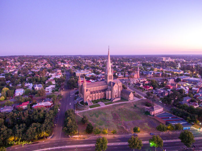 Sacred Heart Cathedral Bendigo drone 2