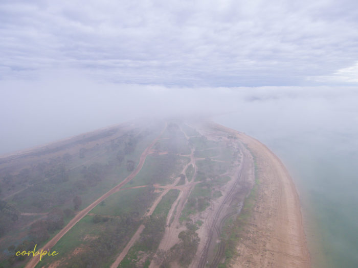 Greens Lake Victoria drone 12 foggy
