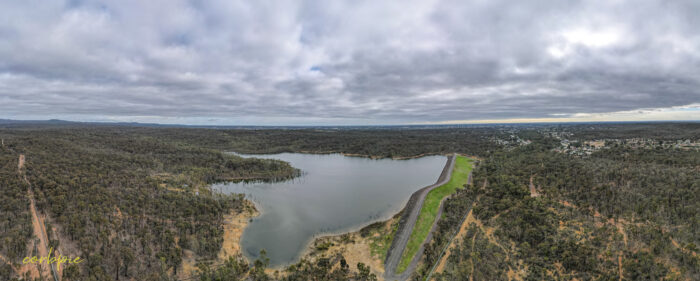 Spring Gully reservoir pano drone 2