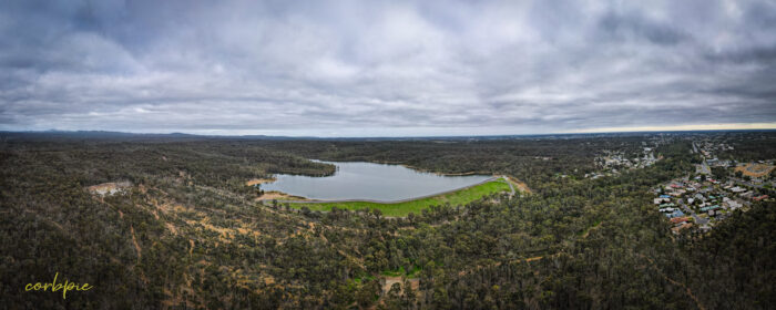 Spring Gully reservoir pano drone