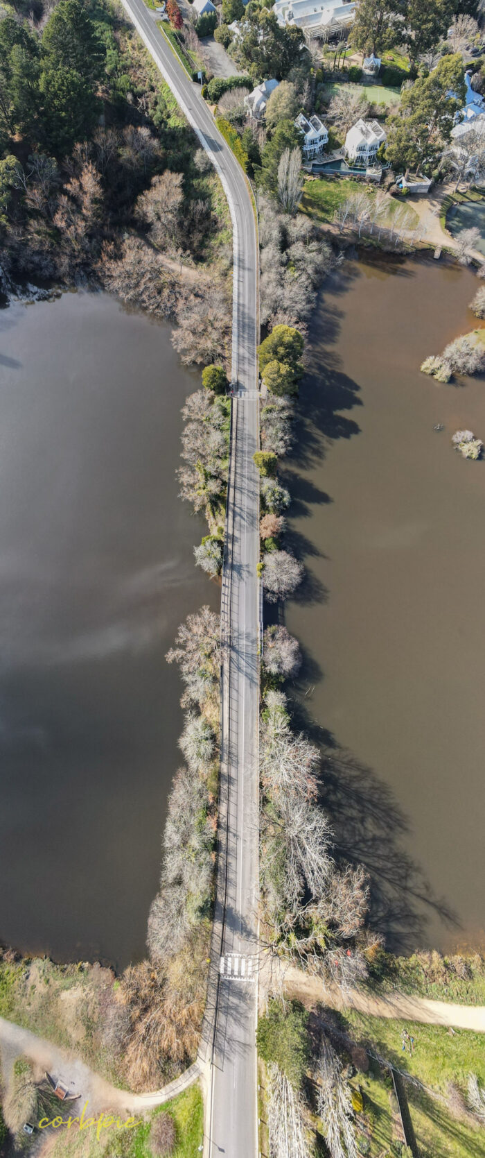 Lake Daylesford road drone vertical