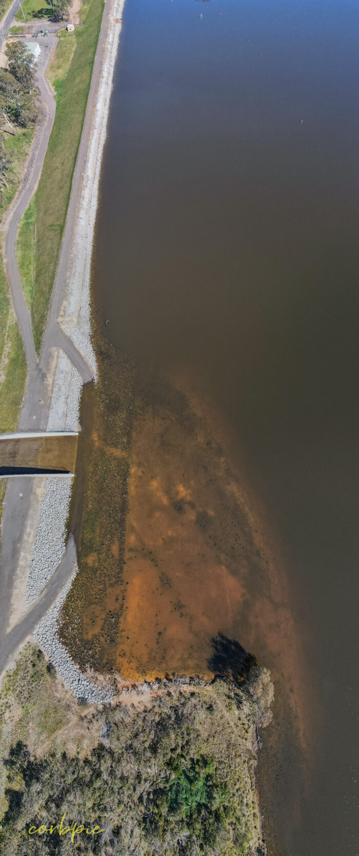 Barkers Creek Reservoir full drone vertical