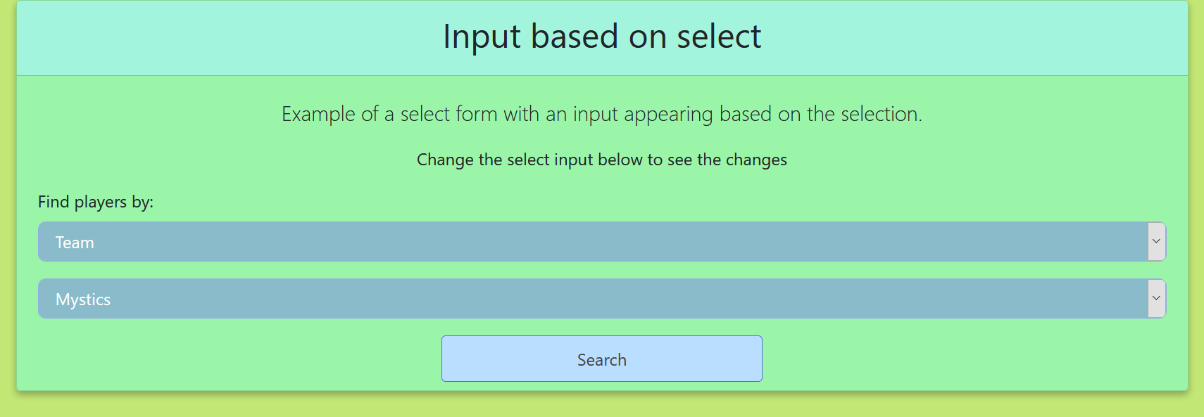 HTML form inputs based on a select element