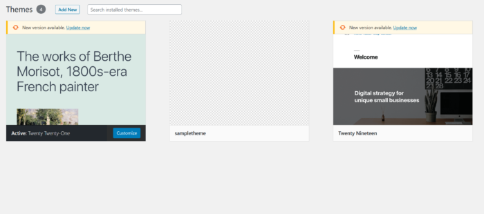 WordPress creating theme select base