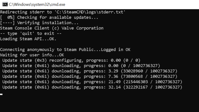 Valheim server downloading files with SteamCMD Valheim server downloading files with SteamCMD