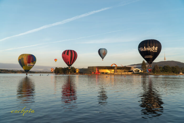 Balloons in front of the National Museum Canberra Balloon Spectacular 2021