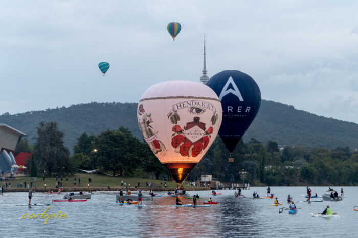 Hot air balloon on Lake Burley Griffin Canberra Balloon Spectacular 2021