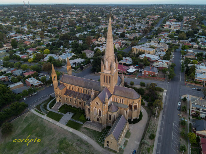 Bendigo Sacred Heart Cathedral morning drone 11
