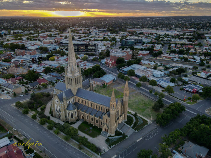 Bendigo Sacred Heart Cathedral morning drone 12