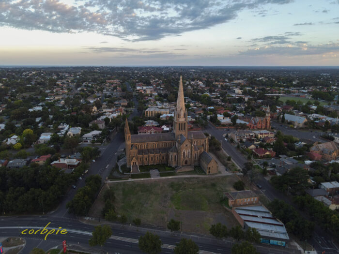 Bendigo Sacred Heart Cathedral morning drone 15