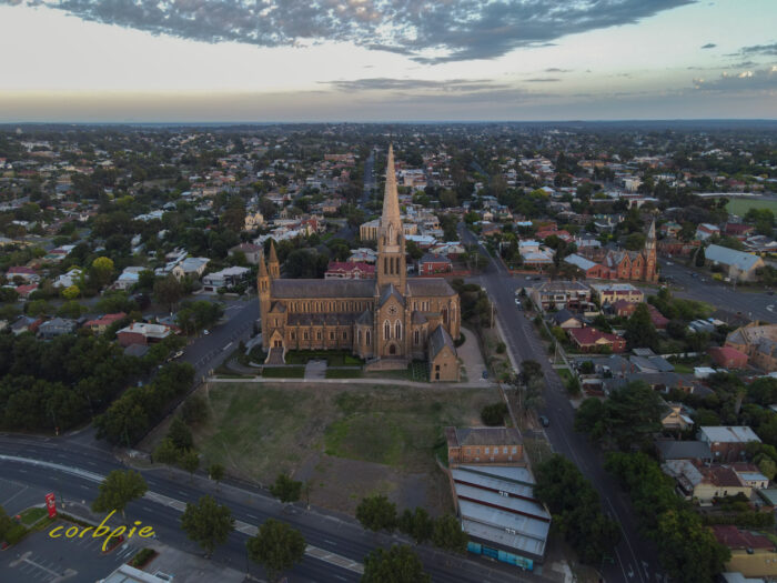 Bendigo Sacred Heart Cathedral morning drone 16