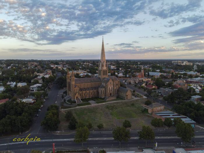Bendigo Sacred Heart Cathedral morning drone 17
