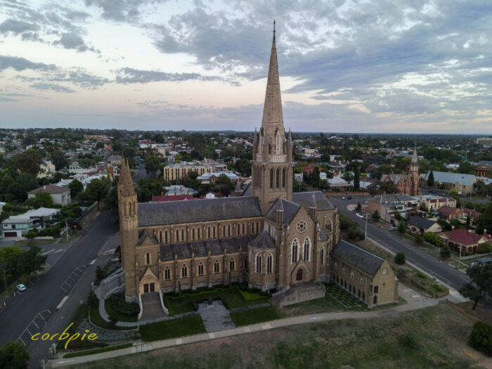 Bendigo Sacred Heart Cathedral morning drone 3