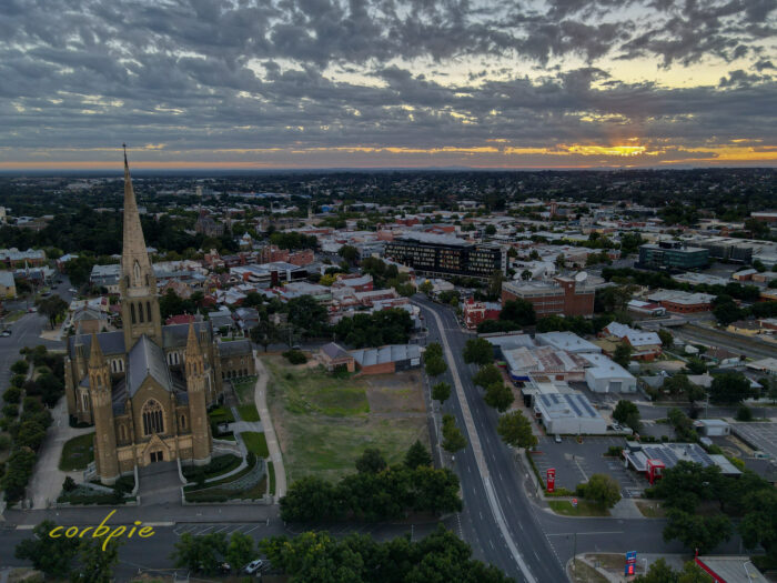 Bendigo Sacred Heart Cathedral morning drone 5