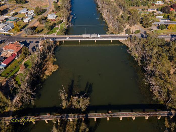Bridgewater Loddon River bridges drone 2