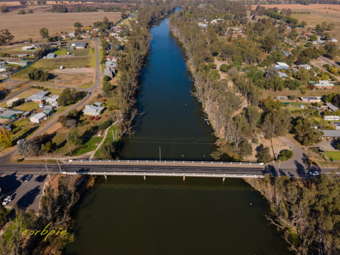 Bridgewater Loddon River road bridge drone 1