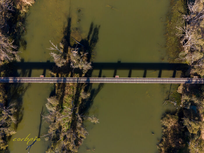 Bridgewater Loddon River train bridge drone 1