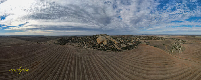 Mount Hope granite outcrop drone pano 1