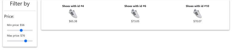 Product filter by price min and max example with jQuery