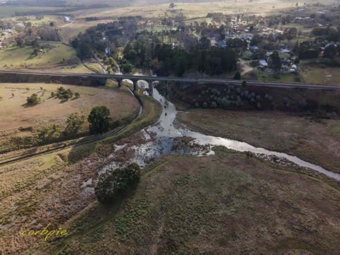 Malmsbury reservoir spilling over drone 2