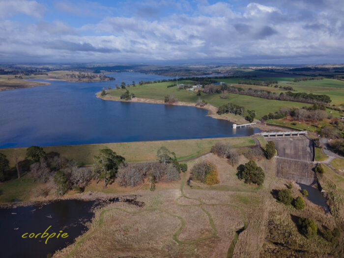 Malmsbury reservoir spilling over drone 4