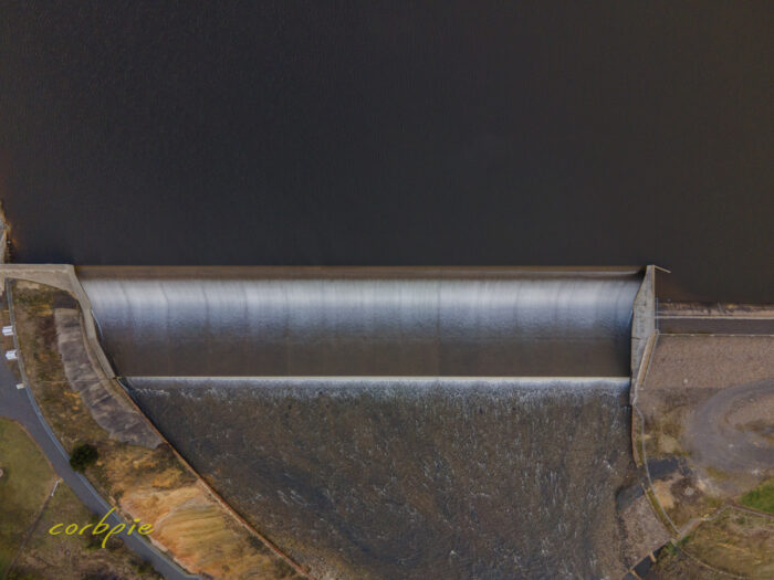 Upper Coliban Reservoir overflowing drone 6