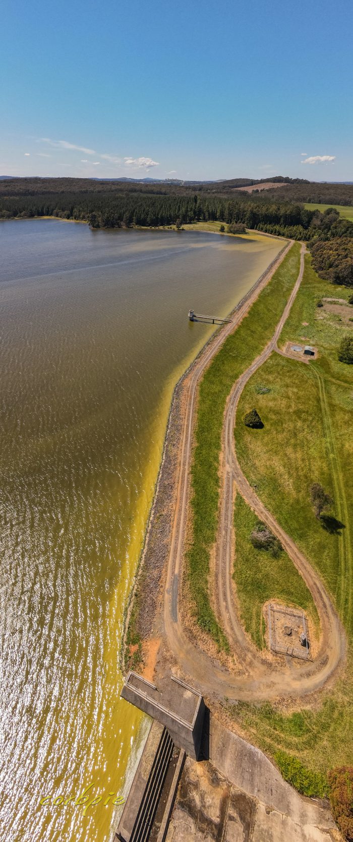 Moorabool Reservoir drone vertical