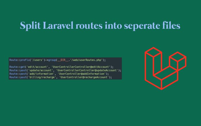Split laravel routes into seperate files Split laravel routes into seperate files