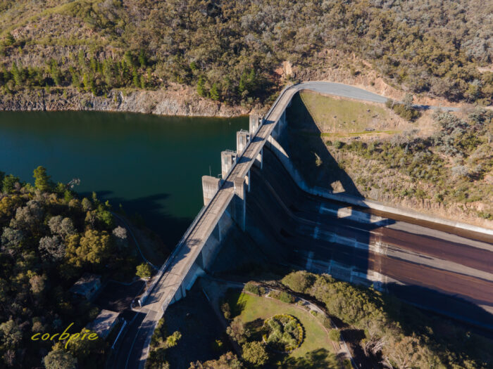 Lake Eildon dam outlet drone 12