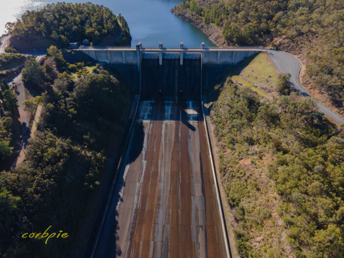 Lake Eildon dam outlet drone 2