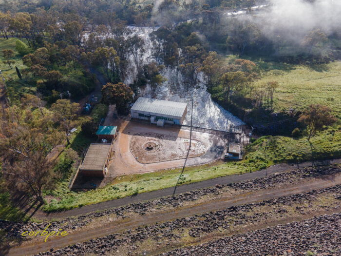 Lake Eppalock pump house post flood drone 1
