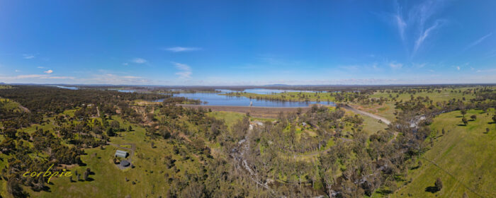 Lake Eppalock spilling drone pano