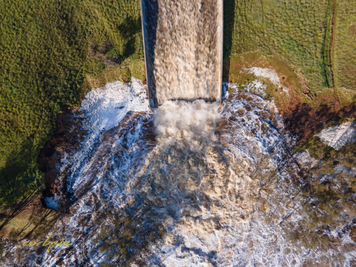 Lake Eppalock spillway action drone 2